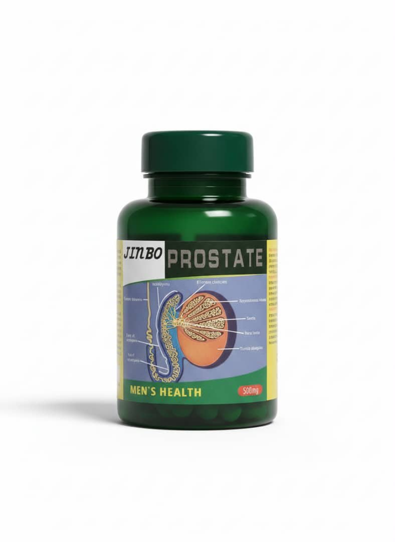 Flacon de Jinbo Prostate, complément alimentaire en capsules de 500 mg